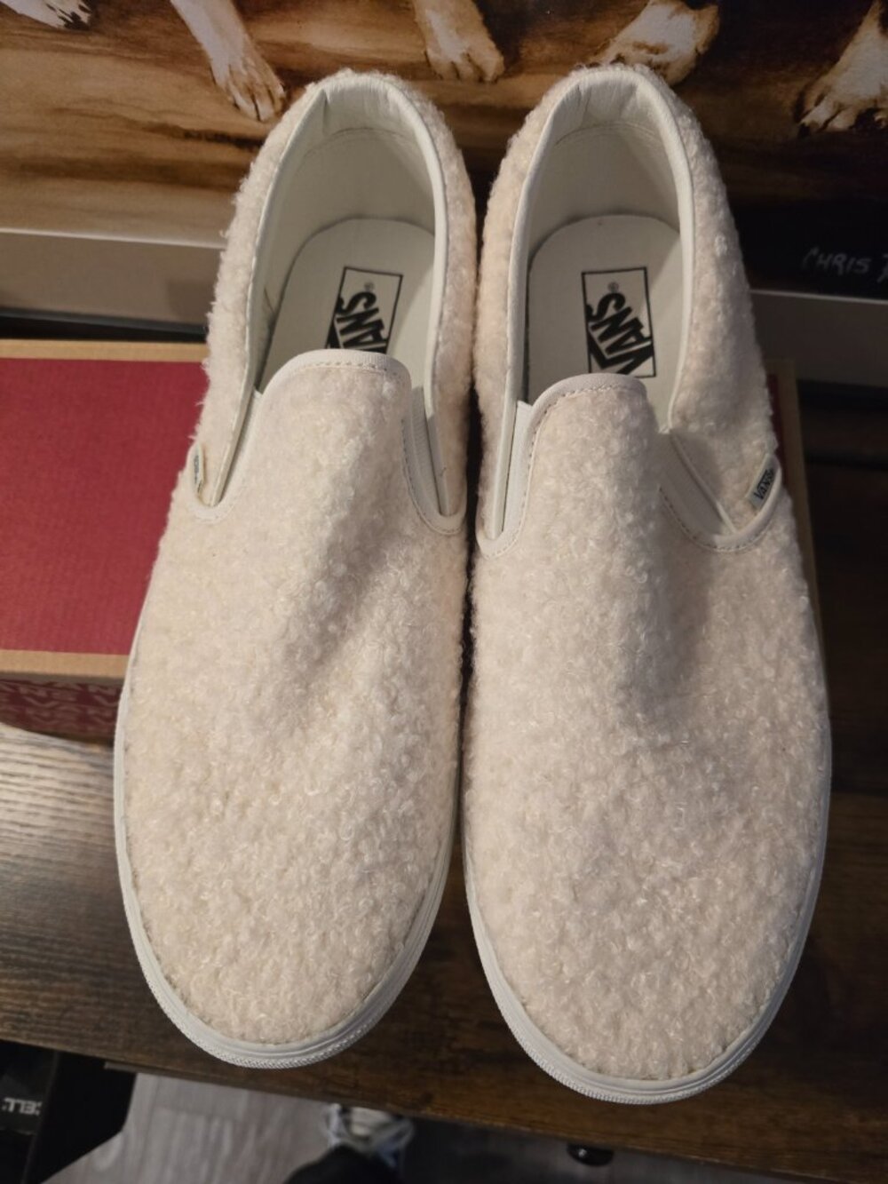 Vans Slip-On File Fleece Sneakers Skate Shoes Sherpa White VN000EACCJ7 US 13 - Picture 4 of 14